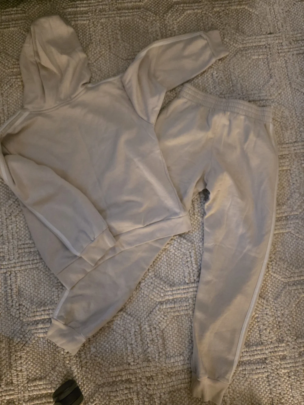 adidas Kids Neutral Beige Hoodie & Joggers Set - Light Beige Tracksuit